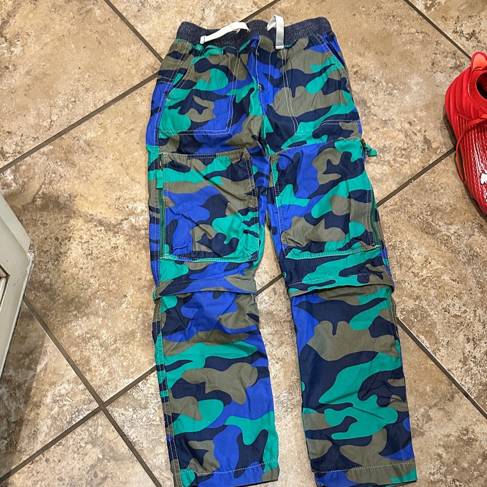 Mini Boden Blue and Green Camouflage Cargo Pants